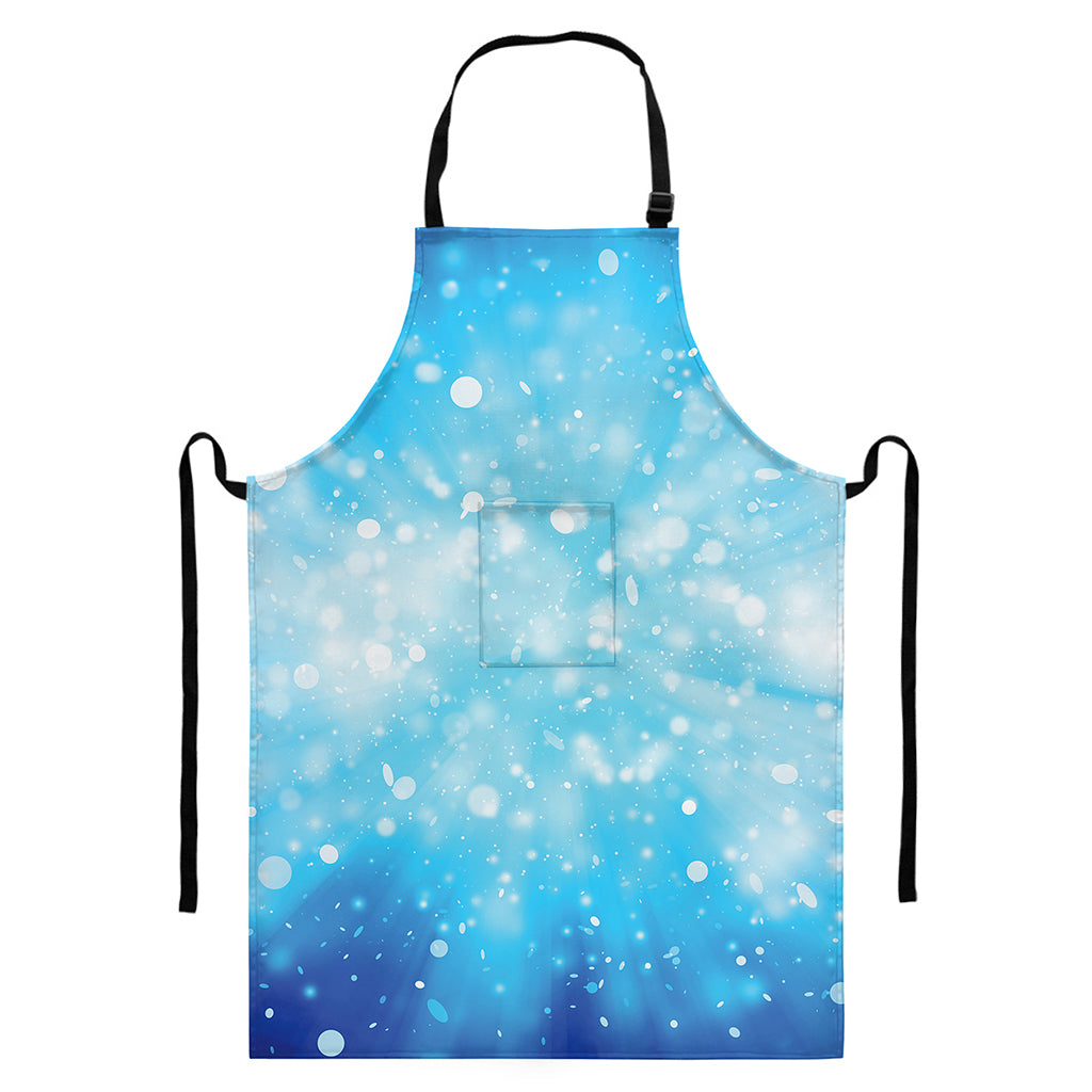 Blue Sparkle Light Print Bib Apron With Pocket