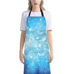 Blue Sparkle Light Print Bib Apron With Pocket