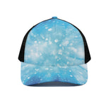Blue Sparkle Light Print Black Mesh Trucker Cap