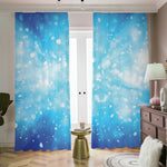 Blue Sparkle Light Print Blackout Pencil Pleat Curtains