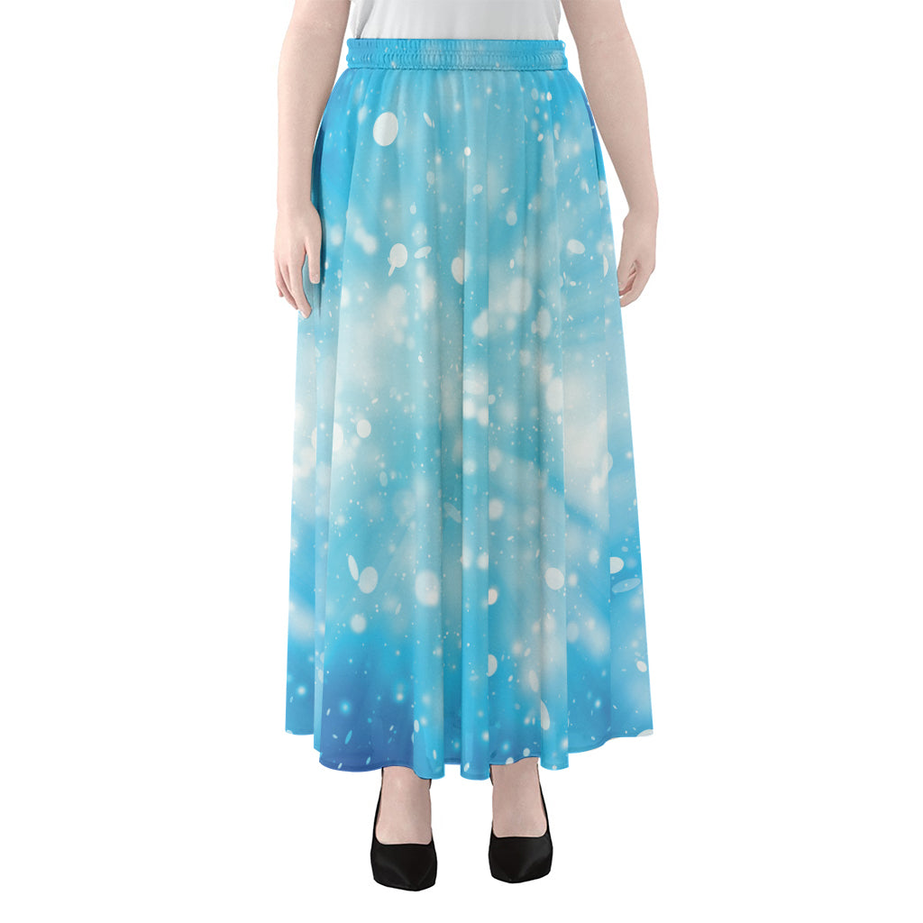 Blue Sparkle Light Print Chiffon Maxi Skirt