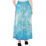 Blue Sparkle Light Print Chiffon Maxi Skirt