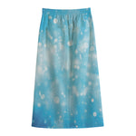 Blue Sparkle Light Print Cotton Front Slit Maxi Skirt