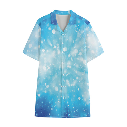 Blue Sparkle Light Print Cotton Hawaiian Shirt