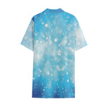 Blue Sparkle Light Print Cotton Hawaiian Shirt