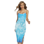 Blue Sparkle Light Print Cross Back Cami Dress