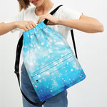Blue Sparkle Light Print Drawstring Backpack