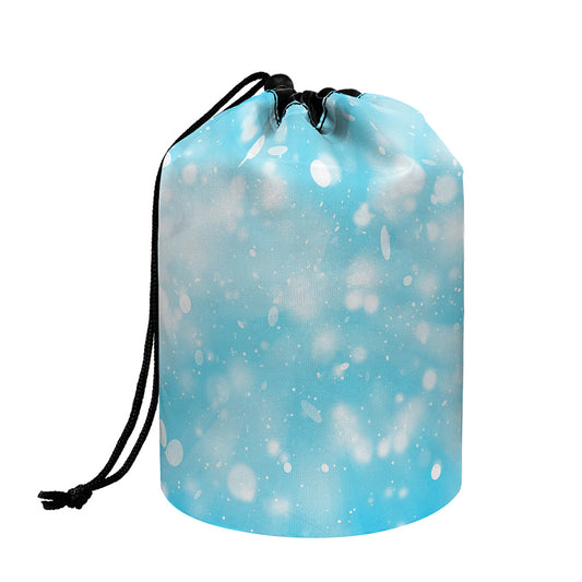 Blue Sparkle Light Print Drawstring Makeup Bag
