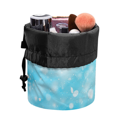 Blue Sparkle Light Print Drawstring Makeup Bag