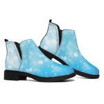 Blue Sparkle Light Print Flat Ankle Boots