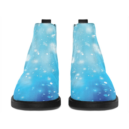 Blue Sparkle Light Print Flat Ankle Boots