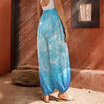 Blue Sparkle Light Print Harem Pants
