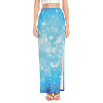 Blue Sparkle Light Print High Slit Maxi Skirt