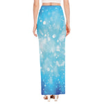 Blue Sparkle Light Print High Slit Maxi Skirt