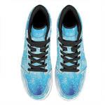 Blue Sparkle Light Print High Top Leather Sneakers