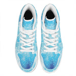 Blue Sparkle Light Print High Top Leather Sneakers
