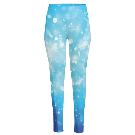 Blue Sparkle Light Print High-Waisted Pocket Leggings