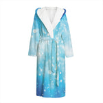 Blue Sparkle Light Print Hooded Bathrobe