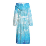 Blue Sparkle Light Print Hooded Bathrobe