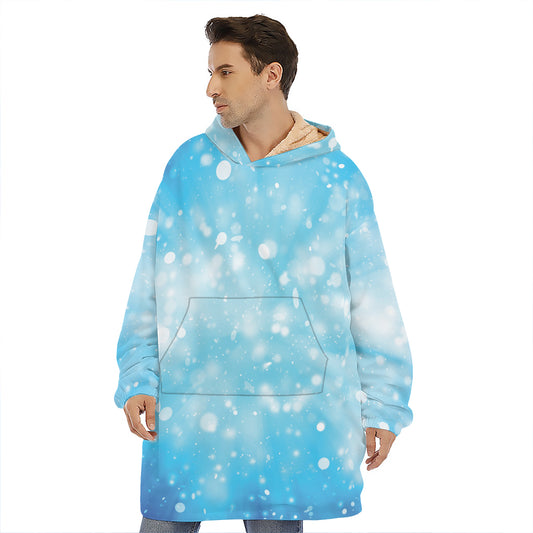 Blue Sparkle Light Print Hoodie Blanket