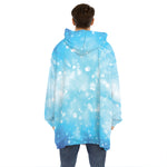 Blue Sparkle Light Print Hoodie Blanket