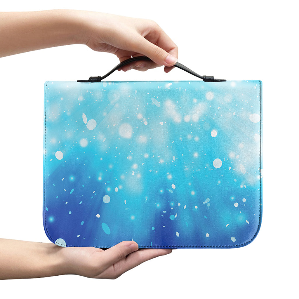 Blue Sparkle Light Print Leather Bible Cover