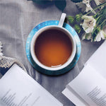 Blue Sparkle Light Print Leather Coaster Set