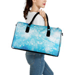 Blue Sparkle Light Print Leather Duffle Bag