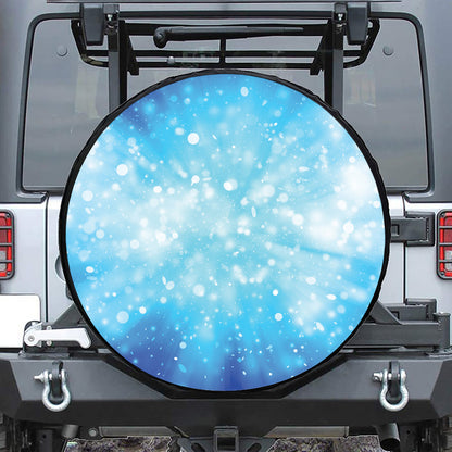 Blue Sparkle Light Print Leather Spare Tire Cover