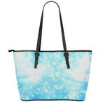 Blue Sparkle Light Print Leather Tote Bag