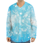 Blue Sparkle Light Print Long Sleeve Baseball Jersey
