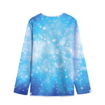 Blue Sparkle Light Print Long Sleeve Short Coat