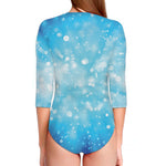 Blue Sparkle Light Print Long Sleeve Swimsuit