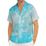 Blue Sparkle Light Print Men's Deep V-Neck Shirt