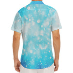 Blue Sparkle Light Print Men's Deep V-Neck Shirt