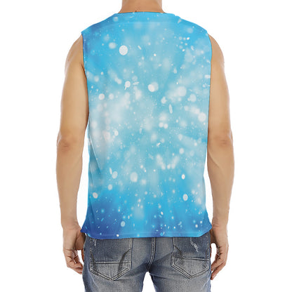 Blue Sparkle Light Print Men's Fitness Tank Top