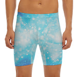 Blue Sparkle Light Print Men's Long Boxer Briefs
