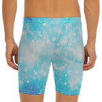 Blue Sparkle Light Print Men's Long Boxer Briefs