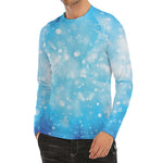 Blue Sparkle Light Print Men's Long Sleeve Rash Guard