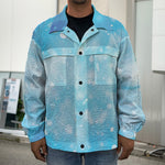 Blue Sparkle Light Print Men's Shirt Jacket