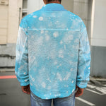 Blue Sparkle Light Print Men's Shirt Jacket