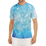 Blue Sparkle Light Print Men's Short Sleeve Rash Guard