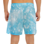 Blue Sparkle Light Print Men's Split Running Shorts