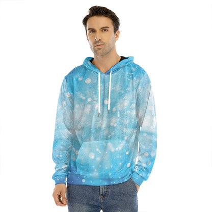 Blue Sparkle Light Print Men's Velvet Pullover Hoodie