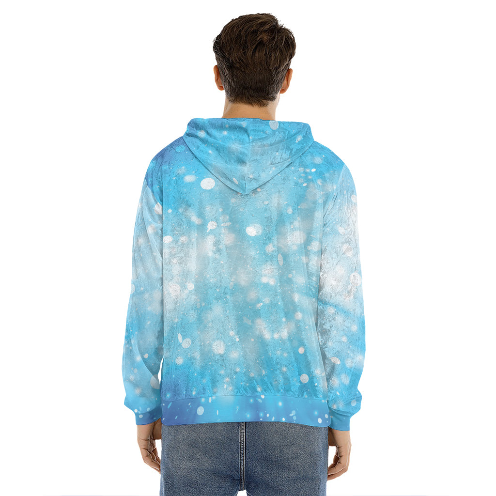 Blue Sparkle Light Print Men's Velvet Pullover Hoodie