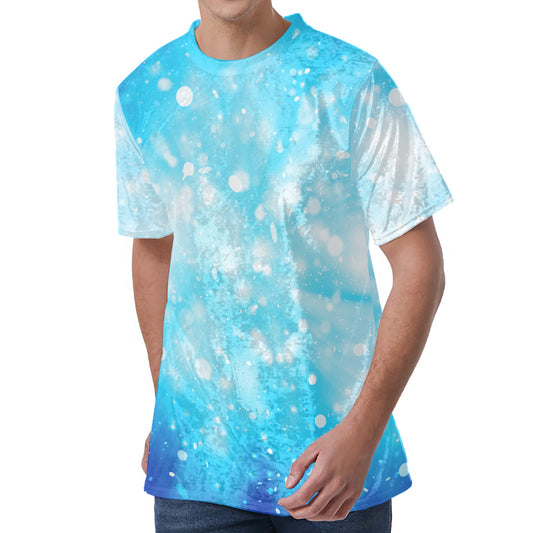 Blue Sparkle Light Print Men's Velvet T-Shirt