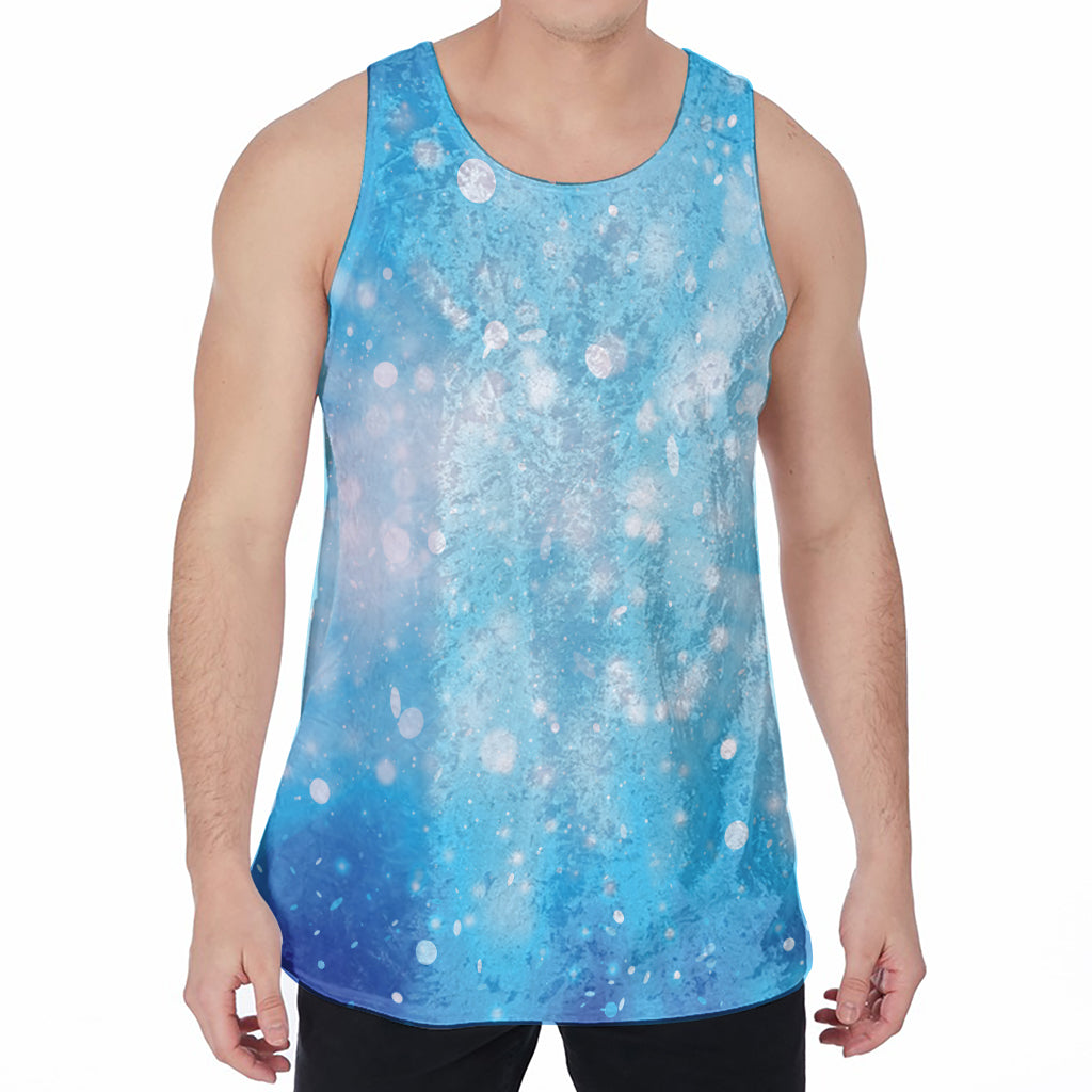 Blue Sparkle Light Print Men's Velvet Tank Top