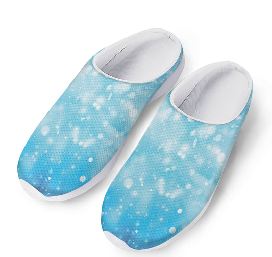 Blue Sparkle Light Print Mesh Casual Shoes