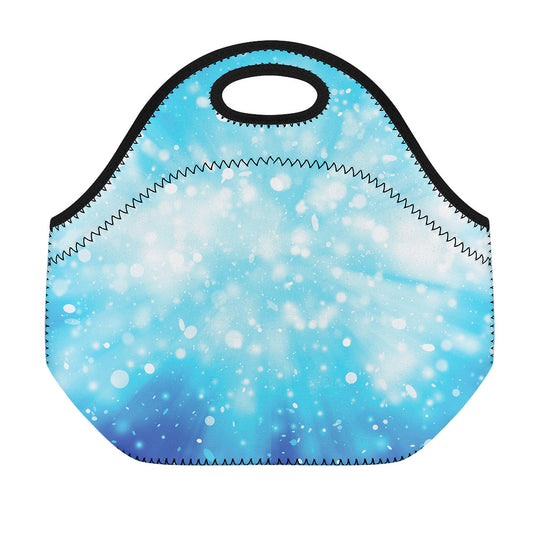 Blue Sparkle Light Print Neoprene Lunch Bag