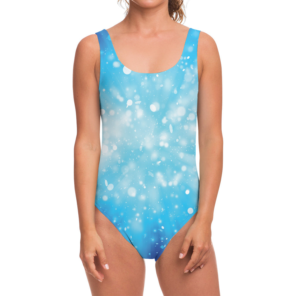 Blue Sparkle Light Print One Piece Swimsuit